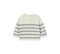Vertbaudet Gestreifter Baby Strickpullover aus Bio-Baumwolle salbeigrün 62