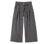Weite Mädchen Jeans mit Bundfalten, Bundweite verstellbar grauer denim Gr. 98/104 von vertbaudet