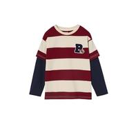 Vertbaudet Jungen Streifenshirt im Lagenlook mit Recycling-Baumwolle rot gestreift 98/104