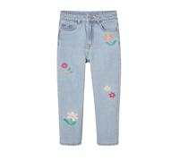 Vertbaudet M‰dchen Mom-Fit-Jeans mit Blumenstickerei, Bundweite verstellbar helles blau 158