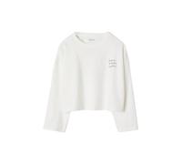 Vertbaudet Mädchen Cropped-Shirt mit Langen Ärmeln und Recycling-Baumwolle wollweiß 128