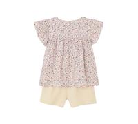 Vertbaudet Mädchen-Set: geblümte Bluse & Musselin-Shorts vanille 158