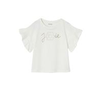 Festliches Mädchen T-Shirt mit Reliefblume & Glitzerschrift weiß Gr. 110 von Vertbaudet