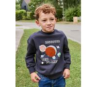 Jungen Sweatshirt, Planeten mit Wende-Pailletten grau Gr. 110 von vertbaudet