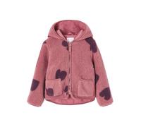 Vertbaudet Übergangsjacke aus Teddyfleece mit Kapuze, Herzen- oder Blumenmuster Mädchen