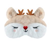 VerteLife Schlafen Augenmaske Weihnachten Schlafbrille Weiche Plüsch-Schlafmaske Neuheit Reisen Augenabdeckung Cartoon Tier Augenbinde für Damen und Herren (Weihnachtsgeweih,Weiß)
