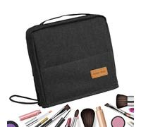 Vertical Makeup Bag | Large Capacity Portable Holder with Handle | Zipper Compartments Organizer | Waterproof Lightweight Wide-Open Storage Tote for Women Toiletry Jewelry School Bathroom