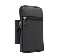 Vertikal Gürteltasche Handy Herren Schwarz, Handy Hüfttasche mit Karabinerhaken, Universal Handytasche Portemonnaie Bauchtasche Gürteltasche mit Gürtel Schlaufe Handytasche für Camping Wandern Outdoor