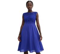 verträumtes Damen Abend-Kleid mit schöner Spitze und Häkelbesatz Mini-Kleid 931026 Blau 38