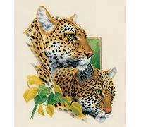VERVACO Gezählter Kreuzstich Stickpackungen DIY Stickbilder 2 Leoparden Wanddekoration Handarbeit Set für Erwachsene Kreatives Handwerk ca. 29 x 33 cm Kreuzstichbilder Set Hausdeko