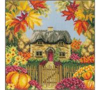 Vervaco Gezählter Kreuzstich Stickpackungen DIY Stickbilder 4 Jahreszeiten Herbst Wanddekoration Handarbeit Set für Erwachsene Kreatives Handwerk ca. 22 x 22 cm Kreuzstichbilder Set Hausdeko