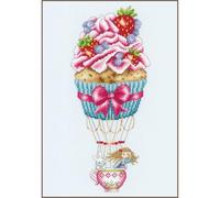 VERVACO Gezählter Kreuzstich Stickpackungen DIY Stickbilder Cupcake-Ballon Wanddekoration Handarbeit Set für Erwachsene Kreatives Handwerk ca. 21 x 33 cm Kreuzstichbilder Set Hausdeko