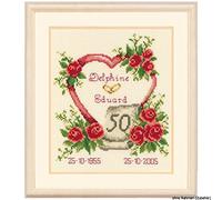 VERVACO Gezählter Kreuzstich Stickpackungen DIY Stickbilder Ehe Wanddekoration Handarbeit Erwachsene Kreatives Handwerk Set Hausdeko Zählmusterpackung-Kreuzstichbild, Stoff, Multicolor, ca. 19 x 21 cm