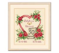 VERVACO Gezählter Kreuzstich Stickpackungen DIY Stickbilder Ehe Wanddekoration Handarbeit Erwachsene Kreatives Handwerk Set Hausdeko Zählmusterpackung-Kreuzstichbild, Stoff, Multicolor, ca. 19 x 21 cm