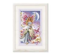 VERVACO Gezählter Kreuzstich Stickpackungen DIY Stickbilder Fee mit Schmetterling Wanddekoration Handarbeit Set für Erwachsene Kreatives Handwerk ca. 23 x 36 cm Kreuzstichbilder Set Hausdeko