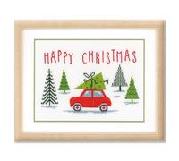 Vervaco Gezählter Kreuzstich Stickpackungen DIY Stickbilder Fröhliche Weihnachtszeit Wanddekoration Handarbeit Set für Erwachsene Kreatives Handwerk ca. 25 x 17 cm Kreuzstichbilder Set Hausdeko