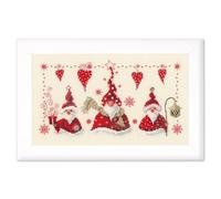 VERVACO Gezählter Kreuzstich Stickpackungen DIY Stickbilder Fröhliche Wichtel Wanddekoration Handarbeit Set für Erwachsene Kreatives Handwerk ca. 29 x 17 cm Kreuzstichbilder Set Hausdeko