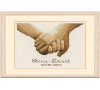 VERVACO Gezählter Kreuzstich Stickpackungen DIY Stickbilder Gemeinsam Wanddekoration Handarbeit Erwachsene Kreatives Handwerk Set Hausdeko Zählmusterpackung-Kreuzstichbild, Multicolor, ca. 19 x 16 cm