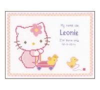 Vervaco Gezählter Kreuzstich Stickpackungen DIY Stickbilder Hello Kitty mit Enten Wanddekoration Handarbeit Set für Erwachsene Kreatives Handwerk ca. 22 x 17 cm Kreuzstichbilder Set Hausdeko