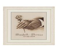 Vervaco Kreuzstich-Set Hochzeit – Ehe-Ringe Wanddekoration DIY für Erwachsene, ca. 16 × 18 cm