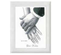 Vervaco Gezählter Kreuzstich Stickpackungen DIY Stickbilder Hochzeitsdeko Hände Wanddekoration Handarbeit Set für Erwachsene Kreatives Handwerk ca. 18 x 25 cm Hochzeitsgeschenk Kreuzstichbilder Set