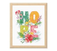 Vervaco Gezählter Kreuzstich Stickpackungen DIY Stickbilder Hope Wanddekoration Handarbeit Set für Erwachsene Kreatives Handwerk ca. 20 x 25 cm Kreuzstichbilder Set Hausdeko