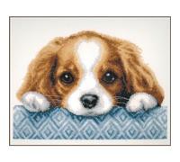 Vervaco Gezählter Kreuzstich Stickpackungen DIY Stickbilder Hund Wanddekoration Handarbeit Set für Erwachsene Kreatives Handwerk ca. 28 x 21 cm Kreuzstichbilder Set Hausdeko