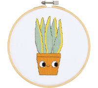 VERVACO Gezählter Kreuzstich Stickpackungen DIY Stickbilder mit Stickrahmen Sanseveria Wanddekoration Handarbeit Set für Erwachsene Kreatives Handwerk ca. 16 x 16 cm Kreuzstichbilder Set Hausdeko