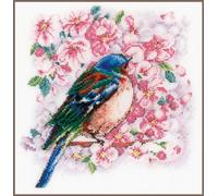 Vervaco Gezählter Kreuzstich Stickpackungen DIY Stickbilder Vogel zwischen Blüte Wanddekoration Handarbeit Set für Erwachsene Kreatives Handwerk ca. 25 x 25 cm Kreuzstichbilder Set Hausdeko