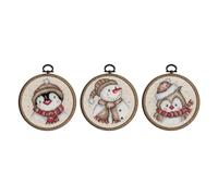 Vervaco Gezählter Kreuzstich Stickpackungen DIY Stickbilder Winter-Figuren 3er Wanddekoration Handarbeit Set für Erwachsene Zählmusterpackung ca. 10 x 10 cm Kreuzstichbilder Set Hausdeko