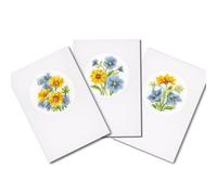 Vervaco Gezählter Kreuzstich Stickpackungen Grußkarten zum Selbstgestalten Blumen 3er DIY Postkarten Set Erwachsene Sticken Bastelset ca. 10,5 x 15 cm Stickset für Anfänger Kreatives Geschenk