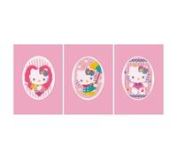 Vervaco Gezählter Kreuzstich Stickpackungen Grußkarten zum Selbstgestalten Hello Kitty Pastel 3er DIY Postkarten Erwachsene Sticken Bastel ca. 10,5 x 15 cm Stickset für Anfänger Kreatives Geschenk