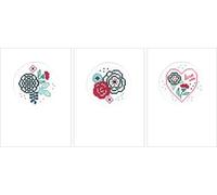 VERVACO Gezählter Kreuzstich Stickpackungen Grußkarten zum Selbstgestalten Moderne Blumen 3er DIY Postkarten Erwachsene Sticken Bastel ca. 10,5 x 15 cm Stickset für Anfänger Kreatives Geschenk