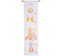 Vervaco Gezählter Kreuzstich Stickpackungen Höhendiagramm KinderTIERPARTY Wanddekoration Handarbeit Set für Erwachsene Kreatives Handwerk ca. 18 x 70 cm Kreuzstichbilder Set Hausdeko