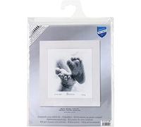 VERVACO Gezählter Kreuzstich Stickpackungen Stickset Baby Geburt Baby Füßchen Wanddekoration Handarbeit Set für Erwachsene Kreatives Handwerk ca. 18 x 20 cm Geburt Geschenk Hausdeko