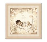 Vervaco Gezählter Kreuzstich Stickpackungen Stickset Baby Geburt Baby in der Hängematte Wanddekoration Handarbeit Set für Erwachsene Kreatives Handwerk ca. 28 x 28 cm Geburt Geschenk Hausdeko