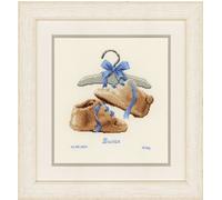 Vervaco Kreuzstich-Stickset "Die ersten Schühchen" – gezählt, 18×20 cm, Wanddeko
