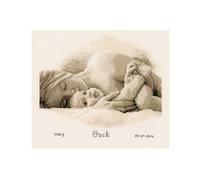 VERVACO Gezählter Kreuzstich Stickpackungen Stickset Baby Geburt Erste Streicheleinheiten Wanddekoration Handarbeit Set für Erwachsene Kreatives Handwerk ca. 27 x 23 cm Geburt Geschenk Hausdeko