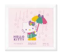 Vervaco Gezählter Kreuzstich Stickpackungen Stickset Baby Geburt Hello Kitty Pastellfarbig Wanddekoration Handarbeit Set für Erwachsene Kreatives Handwerk ca. 25 x 25 cm Geburt Geschenk Hausdeko