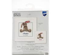 VERVACO Gezählter Kreuzstich Stickpackungen Stickset Baby Geburt Kuscheliges Kaninchen Wanddekoration Handarbeit Set für Erwachsene Kreatives Handwerk ca. 19 x 21 cm Geburt Geschenk Hausdeko
