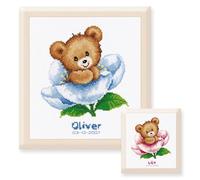 Vervaco Gezählter Kreuzstich Stickset Nette Bären Baby Geburt Handarbeit für Erwachsene 20×22 cm