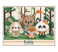 Vervaco Gezählter Kreuzstich Stickpackungen Stickset Baby Geburt Panda and friends Wanddekoration Handarbeit Set für Erwachsene Kreatives Handwerk ca. 19 x 14 cm Geburt Geschenk Hausdeko