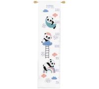 Vervaco Gezählter Kreuzstich Stickpackungen Stickset Baby Geburt Pandabären gehen schlafen Wanddekoration Handarbeit Set für Erwachsene Kreatives Handwerk ca. 18 x 70 cm Geburt Geschenk Hausdeko