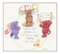 VERVACO Gezählter Kreuzstich Stickpackungen Stickset Baby Geburt Popcorn und Freunde Wanddekoration Handarbeit Set für Erwachsene Kreatives Handwerk ca. 25 x 23 cm Geburt Geschenk Hausdeko