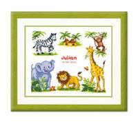 VERVACO Kreuzstich-Set Baby Geburt Safari, Handarbeit für Erwachsene, 27 x 23 cm, Geschenk