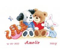 Vervaco Gezählter Kreuzstich Stickset Schöne Tiere (Baby) Wanddekoration ca. 28 x 19 cm für Erwachsene