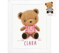 Vervaco Gezählter Kreuzstich Stickpackungen Stickset Baby Geburt Teddybär Wanddekoration Handarbeit Set für Erwachsene Kreatives Handwerk ca. 18 x 27 cm Geburt Geschenk Hausdeko