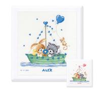 Vervaco Gezählter Kreuzstich Stickpackungen Stickset Baby Geburt Unser Größtes Abenteuer Wanddekoration Handarbeit Set für Erwachsene Kreatives Handwerk ca. 28 x 29 cm Geburt Geschenk Hausdeko