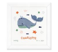 Vervaco Gezähltes Kreuzstich-Stickset Walspaß Baby Geburt – Wanddekoration 22 x 23 cm