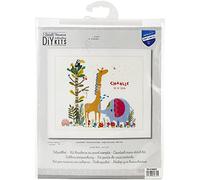 Vervaco Gezählter Kreuzstich Stickpackungen Stickset Baby Geburt Wilde Tiere Wanddekoration Handarbeit Set für Erwachsene Kreatives Handwerk ca. 33 x 30 cm Geburt Geschenk Hausdeko